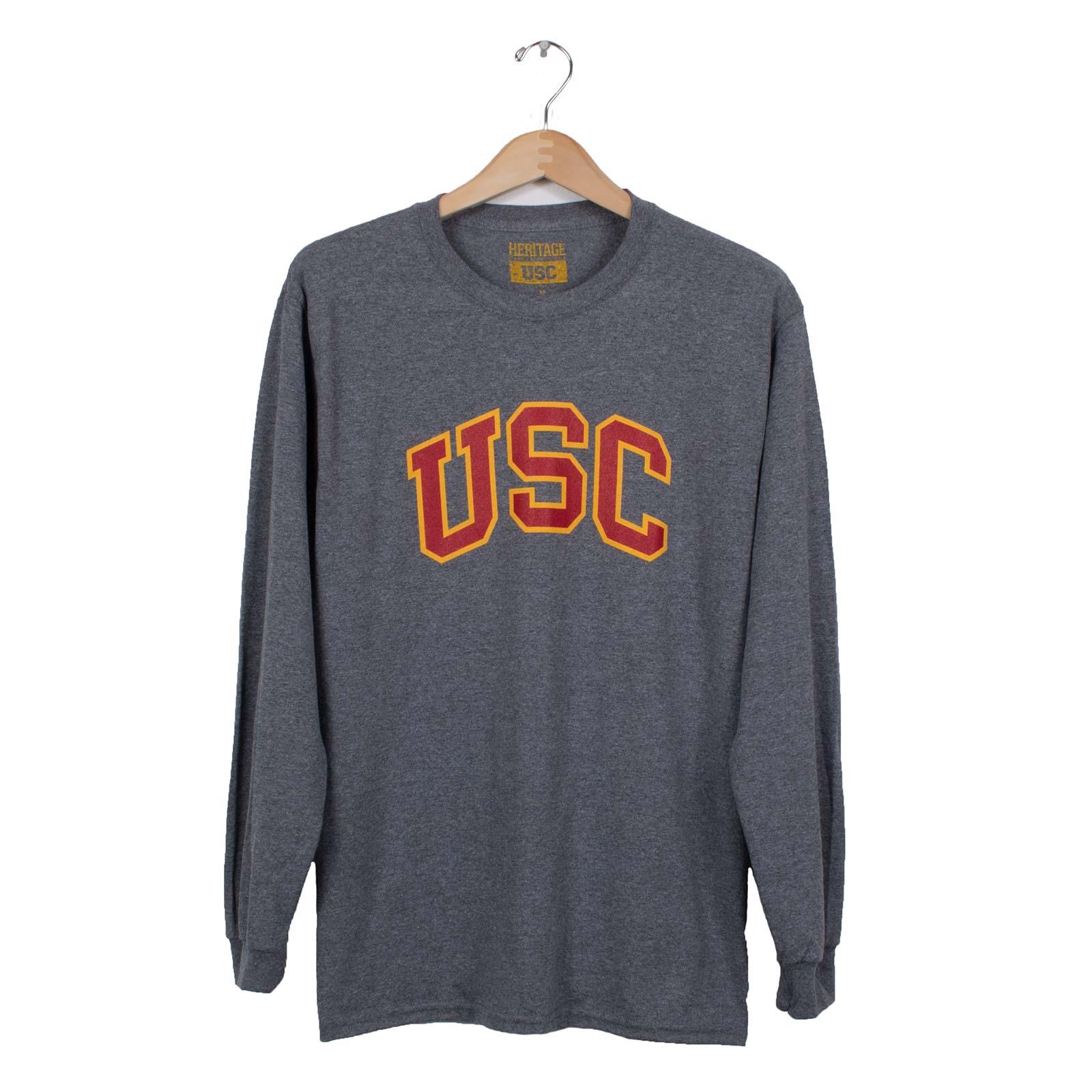 USC Arch Stroke Mens Basic LS Tee Charcoal image01